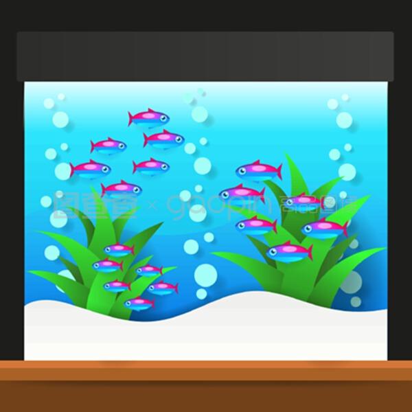 水族箱中的奇異淡水魚(yú) 卡通世界的奇幻生物